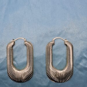 Gold Rectangular Ridget Earrings Large